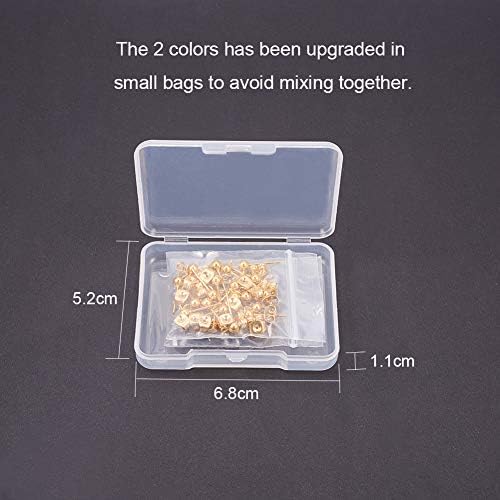 PandaHall 40pcs Ball Earring Studs for Jewellery Making, 304 Stainless Steel Earring Posts Earring Hook Loop with Earring Backs for Earring Making Charms, Golden and Silver Tone