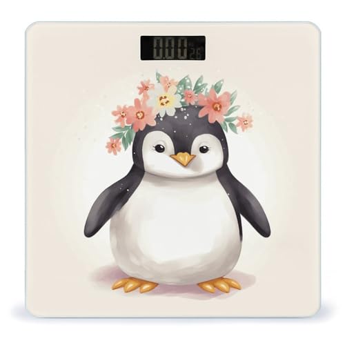Báscula Digital para Peso Corporal con Diseño Pingüino Floral miniatura 1