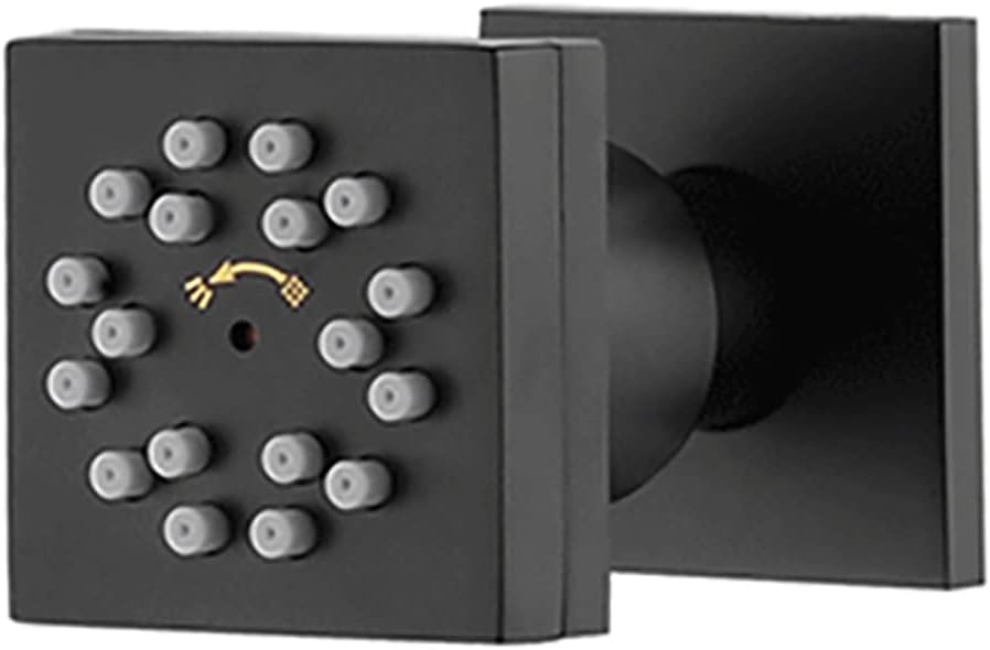 Shower Body Spray Massage Jet Black 2 Modes Body Spray Jet 2 Inch Brass Adjustable Shower Side Jets Square Shower Head Sprayer Wall Mount Bathroom Shower Accessories,1 Pack