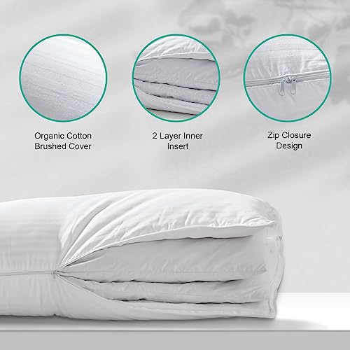APSMILE 2-in-1 Assembleable Goose Feathers Down Pillow for Sleeping, Standard/Queen Size Soft-Medium-Firm Adjustable Bed Pillow Insert for Stomach, Back or Side Sleepers, 20x28