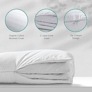 APSMILE 2 in 1 Assembleable Feathers Down Pillow for Sleeping StandardQueen Size Soft Medium Firm Adjustable Bed Pillow Insert for Stomach Back or Side Sleepers 20×28 Inches