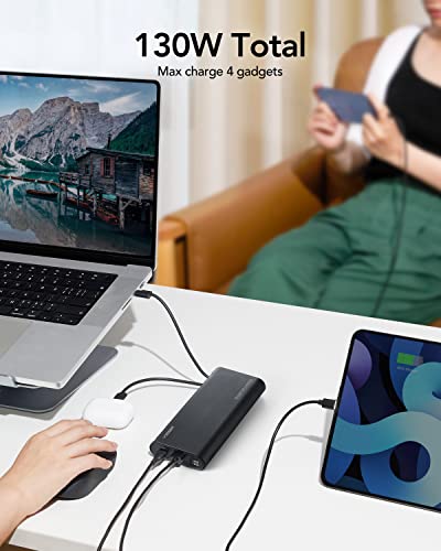 Veger 100W Laptop Power Bank, 25000Mah Portable Laptop Charger With Built-In Cables, Pd/Pps Fast Charging Battery Pack (Total 130W) For Macbook Dell Xps Ipad Iphone 14/13/12 Series, Samsung, More #TOP3