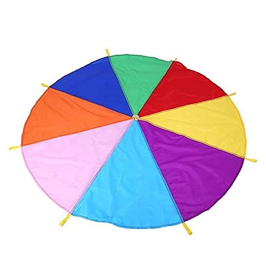 Juego de Paracaídas de Acro Iris para Niños Juego Infantil Juguete de Deporte al Aire Libre para Niños Paracaídas Entrenamiento Multicolores con 8 Mangos Juego de Ejercicios de Grupo 2 m