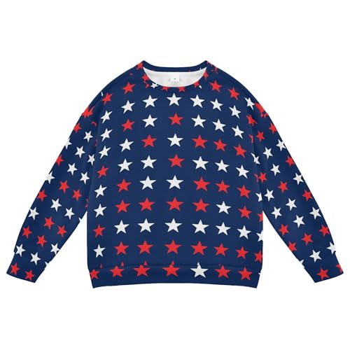 JUNZAN Red Blue Stars Kids Girls Pullover Hoodie Fleece Fall Tops Shirts Party 4T