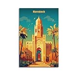 Marokko, Märrakesch, Vintage-Reise-Souvenir-Poster, 