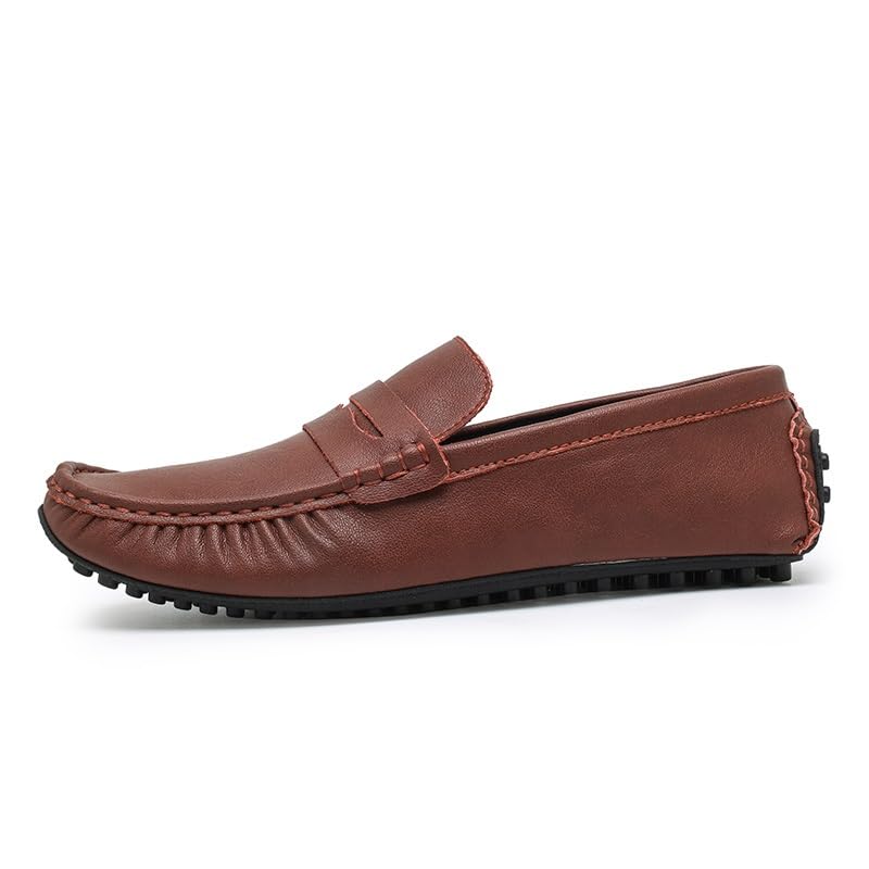 Men's Loafers Solid Color Leather Penny Driving Loafers Anti-Slip Flexible Resistant Casual Slip On
