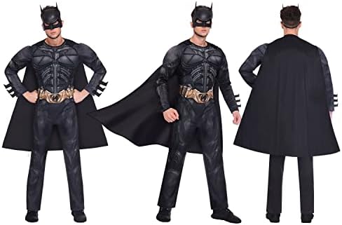 Amscan 9906109 Adult Mens Official Warner Bros. Licensed Deluxe Dark Knight Classic Batman Fancy Dress Costume, Black, Medium: 40-42"
