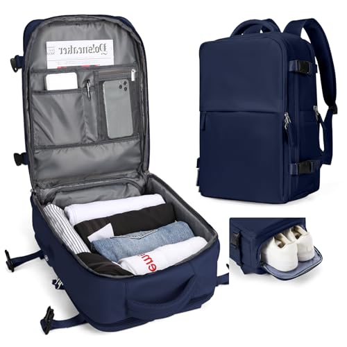 SZLX Borse da Cabina per easyjet zaino da viaggio donna ryanair 45x30x16cm con porta usb zaino da viaggio aereo bagaglio a mano zaino per laptop uomo Daypack casual Cartella,E9- Blu Marino (Piccolo)
