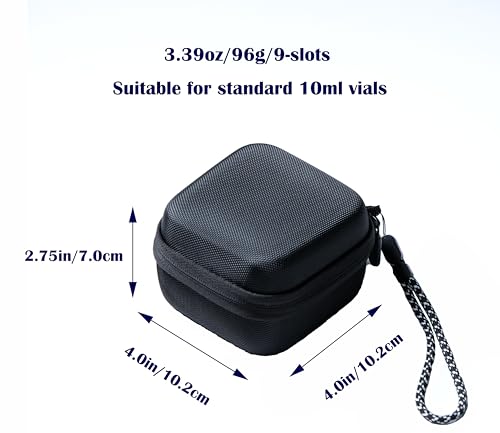 Image of Reconstitution Solution Vial Storage Case with Hand Strap, Fits 5-10ml Vials, Not Fit 30ml Vials,9 Slots,Black, Only Case