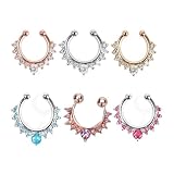 MLYPRU 6 Stück Nasenklemme Fake Nasenpiercing Mit Diamanten Besetzt, Wiederverwendbar Fake Nose Ring für Fotografie, Hochzeit Fake Septum Alltag