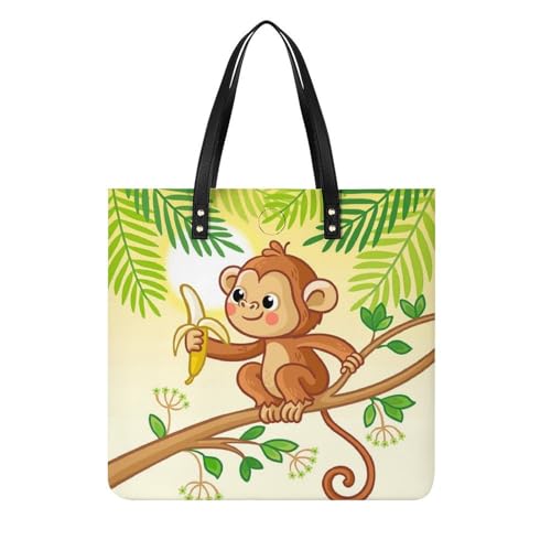 Sac à bandoulière singe mignon femmes grand sac shopper voyage 39x39cm