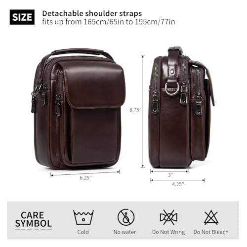 Augus Leather Small Messenger Bag For Men Crossbody Handbag Shoulder Sling Travel Bags for Men Purse Daypack Magnetic Buckle - Image 7