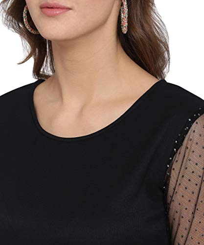 Image of OOMPH! Women's Western & Fusion wear Net A-Line Knee-Long Dress
