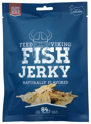 Fish Jerky - 6 PACK (6 x 40g/1.4oz bag) of Wild Atlantic Cod from 100% Sustainable Fisheries of ICELAND...