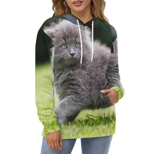 Pull chaton UMENG unisexe pour un sweat à capuche doux et chaud en taille S