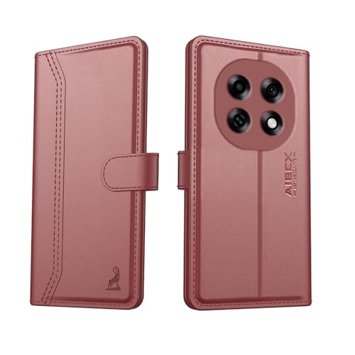 Image of AIBEX Compatible for Oppo F31 Pro 5G Flip Cover Leather Finish | Inside TPU with Card Pockets | Wallet Stand | Complete Protection Flip Case Brown