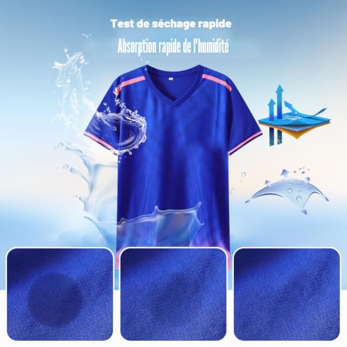Fiohiros Set Sport Kinder, Vêtements Sportifs à Séchage Rapide pour Enfants, Ensemble de Maillot de Football, Tenue d'Entraînement (Bleu avec Rose, 10-11 ans) – vue 4