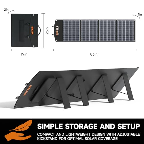 BALDR Solar Panels 200W Monocrystalline Portable Folding Solar Charger for Solar Generators and Portable Power Stations，Solar Panel Kit for Camping, Off Grid Living.… - Thumbnail 5