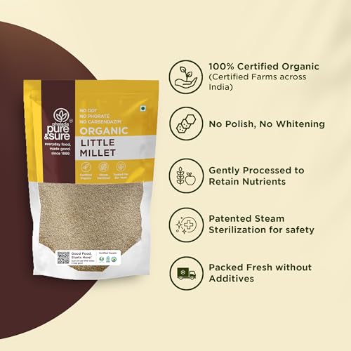 Image of Pure & Sure Organic Little Millets | Organic Healthy Food | Certified for Weight Loss | Gluten-free, Non-GMO, No Trans Fats | 500g