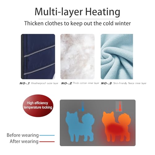 Mitili Warme Hundemantel Wasserdicht mit Geschirr, Reflektierend Hundejacke Winter für Kleine und Mittlere Hunde, Winddichte Hunde Wintermantel, Outdoor Hundeweste (Marineblau, M)