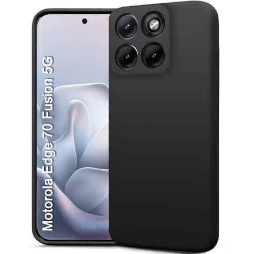 Image of TheGiftKart Genuine Liquid Silicone Back Cover Case for Motorola Moto Edge 70 Fusion 5G | Soft Micro-Fibre Lining Inside | Camera Protection Bump | Shockproof Back Cover Case (Silicone, Black)