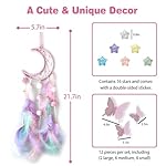 Pink Moon Dream Catcher Wall Decor for Teen Girls, Handmade Baby Dreamcatcher, Wall Hanging Decor for Nursery Bedroom, Boys Girls Gift Set with 3D Butterfly and Stars - Image 2