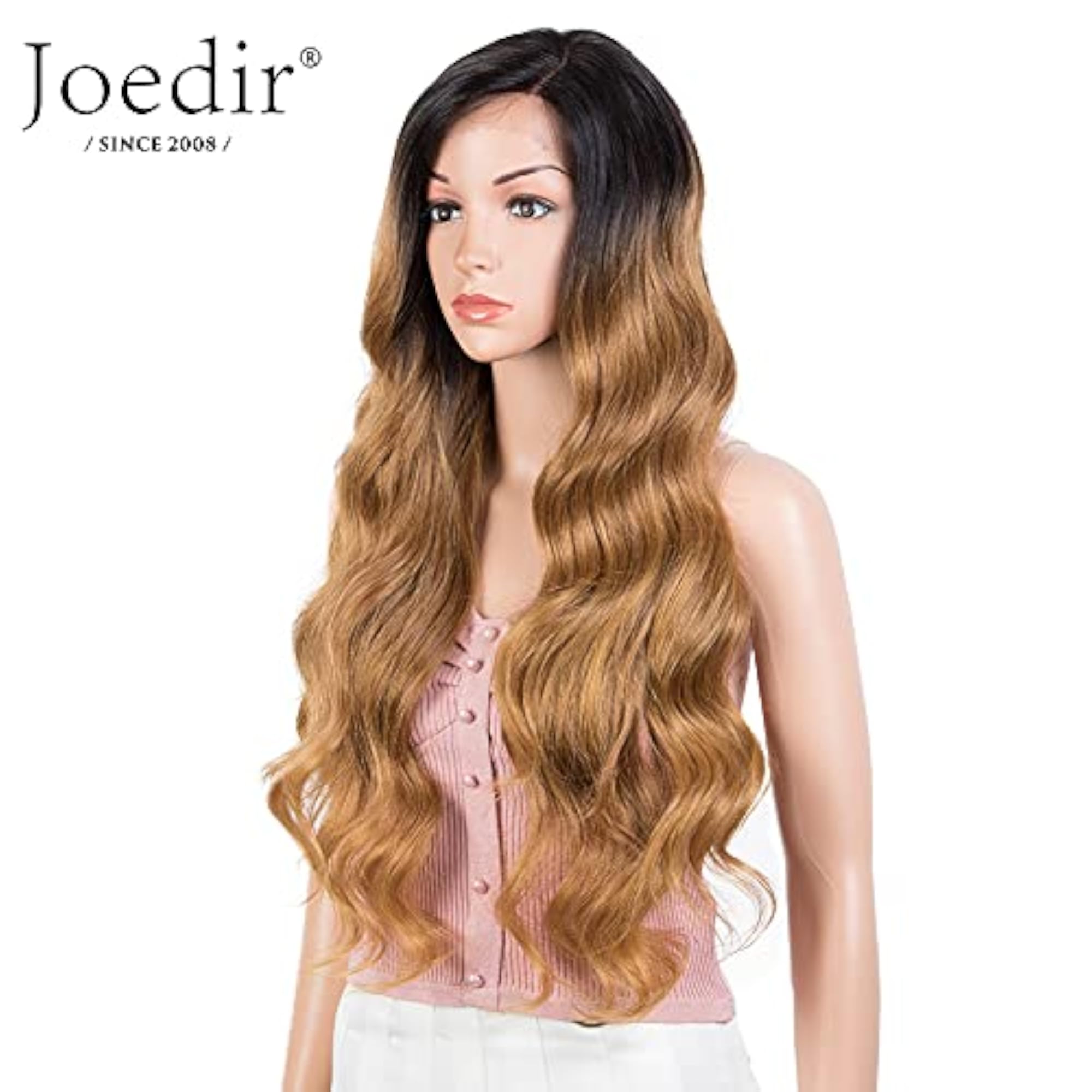 30" Long Wavy Body Wave Lace Front Wig, Heat Resistant