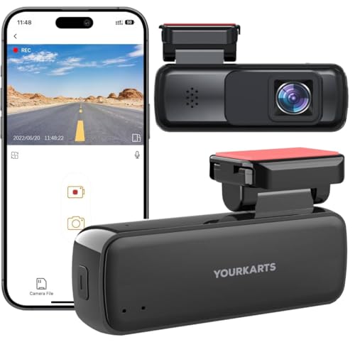 Image of YOURKARTS.COM Compact HD Dash Cam 1296P /1080P with WiFi & Viidure App, Motion Detection, 128GB Support, Wide Temp Range, 12V-24V Compatible, USB-A to Type-C Cable 3m - 18-Month Warranty