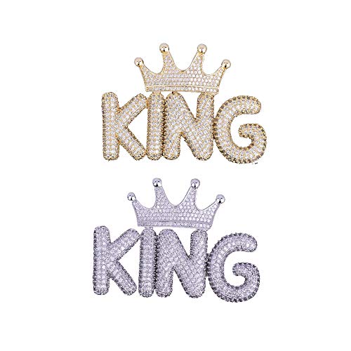 MoCa Hip Hop Micropave Simulated Diamond A-Z Custom Name Bubble Letters Pendant Necklace Charm Gift for Men Women 18K Gold Silver Plated Cubic Zirconia with 24