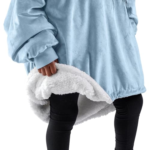 Image of Bare Home Wearable Blanket Hoodie - Soft Plush Sherpa - Warm and Cozy - Oversized Wearable Blanket