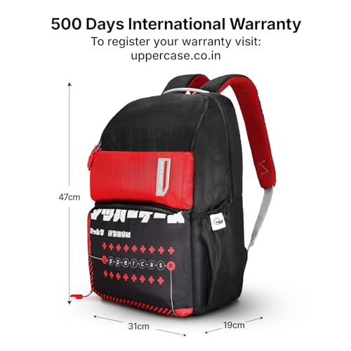 Image of uppercase Campus School Backpack | Well-Padded, Double Compartment with File Sleeve, Organizers, Side Bottle Pocket | For Boys & Girls | 500 Days Warranty