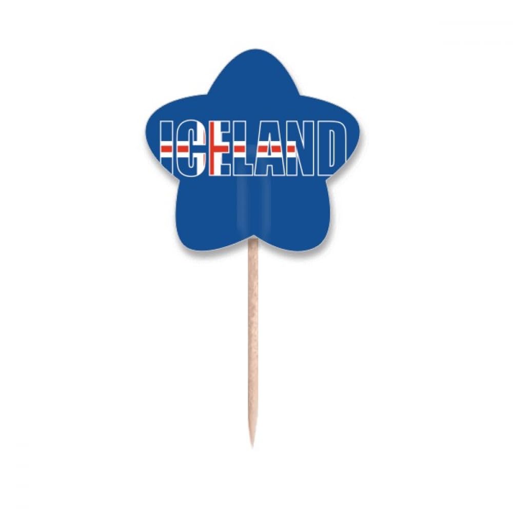 Pics à cupcakes drapeau de l'Islande de qualité supérieure avec texte personnalisé