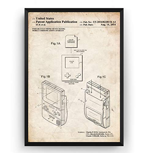 Game Boy Color 2014 Patent Print - Gamer Gaming Poster Giclee Art Wall Decor Vintage Blueprint Gift - Frame Not Included #TOP1
