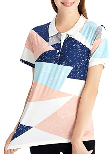 Womens Golf Shirt Short Sleeve Tops Button Down Casual Summer Shirt S #TOP2