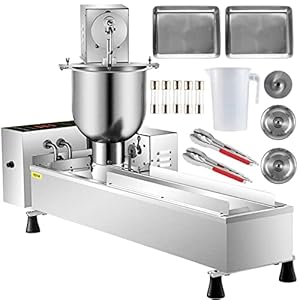 VEVOR 110V Commercial Automatic Donut Making Machine, Single Row Auto Doughnut Maker, 7L Hopper Donut Maker with 3 Sizes Molds, Doughnut Fryer, 304 Stainless Steel Auto Donut