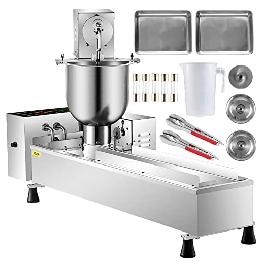 VEVOR 110V Commercial Automatic Donut Making Machine, Single Row Auto Doughnut Maker, 7L Hopper Donut Maker with 3 Sizes Molds, Doughnut Fryer, 304 Stainless Steel Auto Donut