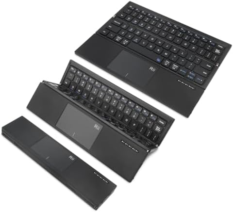 Rii Tri-Foldable Bluetooth Keyboard with Touchpad,Rechargeable RK811 - 1