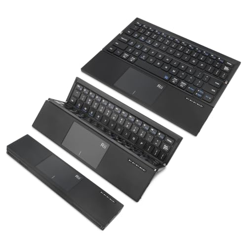Rii Tri-Foldable Bluetooth Keyboard with Touchpad,Rechargeable RK811