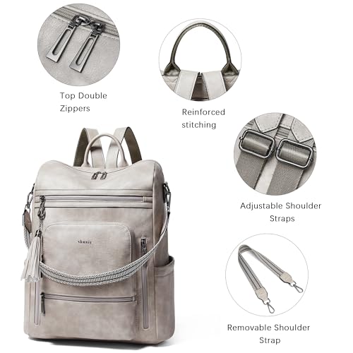 Image of Shrrie Vegan Leather Laptop Backpack for Women 15.6 inch Work Backpack Fashion Travel Backpack Purse for Business College
