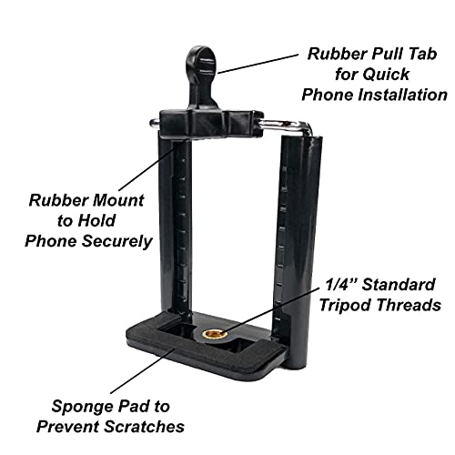 Davoice 44Mm Tripod Quick Release Plate For Amazon Basics 60-Inch, Ambico, Targus, Velbon, Vista Explorer 60”, Sony, Sunpak, Ravelli + Cell Phone Tripod Mount Adapter Compatible With Iphone Smartphone #TOP3