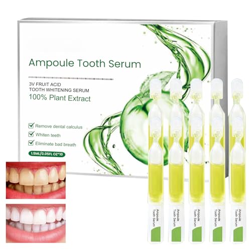 10 Pcs 3V Fruit Acid Teeth Whitening Serum, Natural Ampoule Tooth Essence, Plaque Remover Toothpaste, 100% Plant Extract Tartar Remover for Teeth, Coffee & Tea Stain Removal, Fresh Breath Travel Size