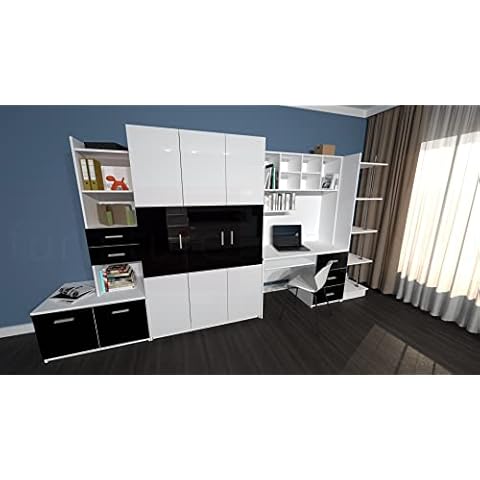 Furniture Just4U Child Bedroom Furniture Set Kids Bedroom Youth Wall Unit Girl Boy Storage Unit Childrens Wall Shelves Wardrobe and Desk Heaven 3BP (Black) Cover