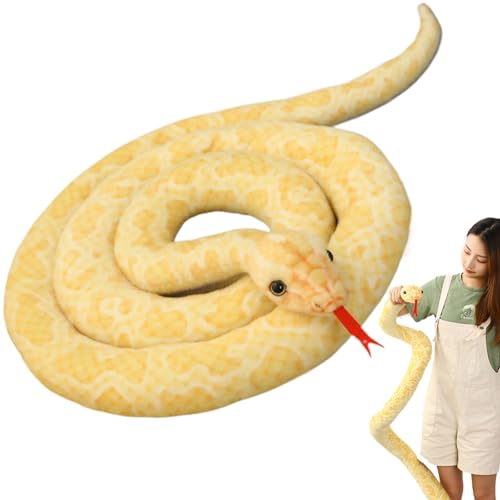 Grand serpent en peluche jaune 74,8 pouces python réaliste doux