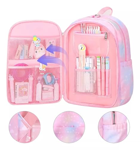 Mochila Infantil Escolar Arco-íris Impermeável Menina Grande Capacidade … (AZUL)