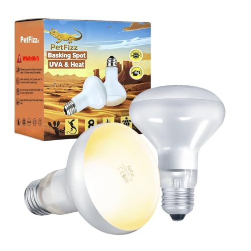 PetFizz Reptile Heat Lamp Bulb 100W-2Pack Daylight Basking Spot Lamp Bulb E27 Vivarium Tortoise Light for Reptile Bearded Dragon Lizard Snake