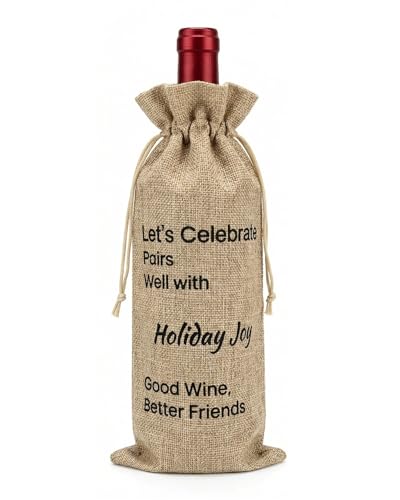 Image of Social Gathering Drawstring Wine Bag - Reusable Wine Gift Bag for Friends, Perfect for Parties, Dinners & Celebrations, Holds 750ml Bottles with Ease