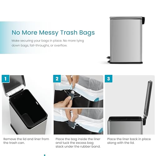 Home Zone Living 4 Gallon Stainless Steel Slim Kitchen Trash Can by Home Zone Living - Used condition - Image 6