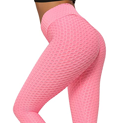 LJJ Legging Pantalon de Compression Anti-Cellulite Slim Fit Butt de Yoga Taille Haute Sport pour Pantalon Sudation Femme,Pink-XXXL Cover