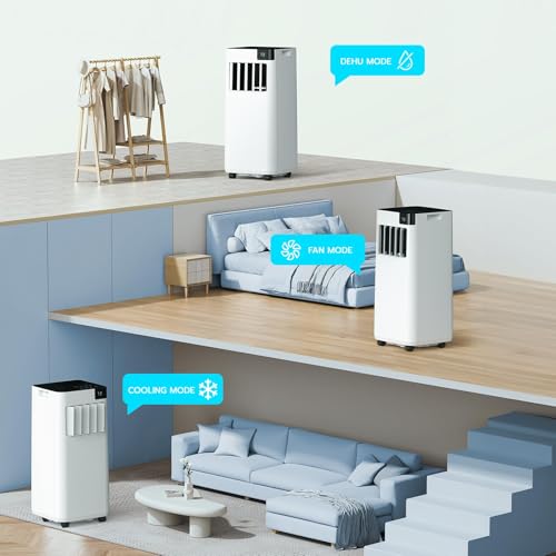 Image of Electactic 10000 BTU Portable Air Conditioner, 4-in-1 Portable AC Unit with Cooling, Dehumidifier, Fan & Sleep Modes, Quiet Air Conditioner with 24H Timer, Remote Control & Installation Kit, White