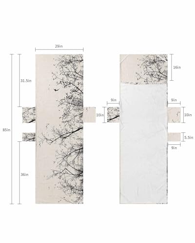 Black Branch Beach Lounge Chair Towel Cover, Soft Chaise Lounge Towel with Side Pockets Patio Pool Chairs Cover for Beach/Pool Sunbathing 29x85 Rustic Birds Spring Modern Abstract Art